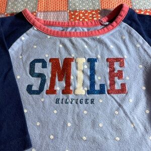 Tommy Hilfiger.  Glitter SMILE 3/4 sleeve tee.